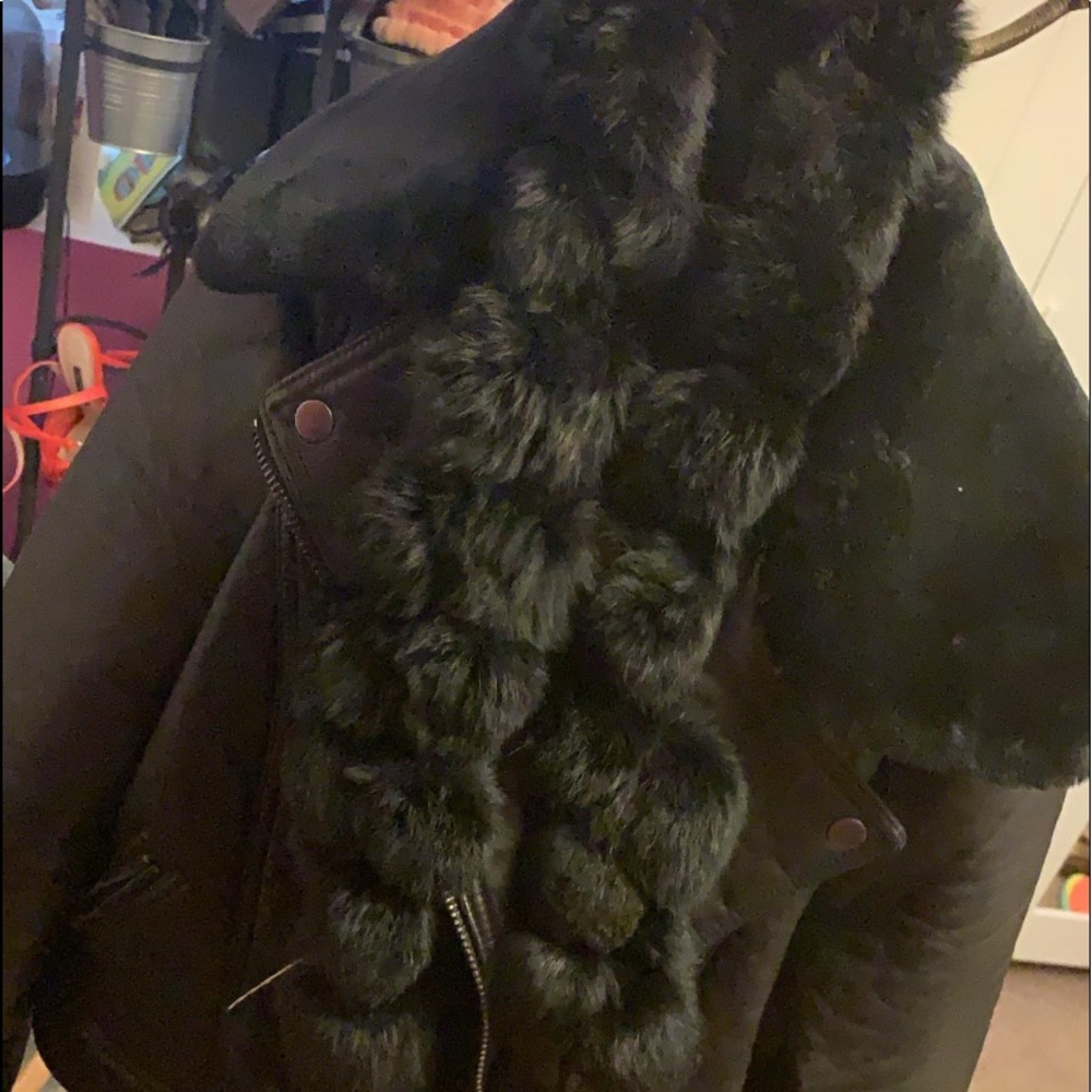 Womens black leather jacket